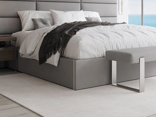 Vista 20 de VANT Cama de plataforma tapizada, tamaño Queen, color beige Boucle, marco de cama de fácil montaje, no necesita somier, base para un apoyo óptimo