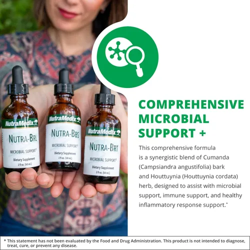 Vista 3 de Nutramedix Nutra BRT - Suplemento herbario líquido para la salud intestinal y el apoyo inmunológico - Corteza de cumanda y hoja de houttuynia