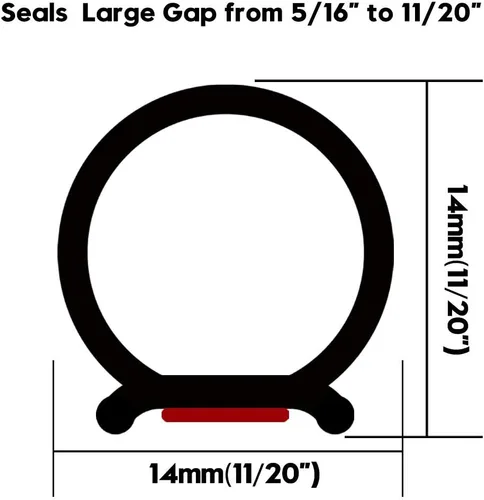 Vista 2 de Tira de sellado de 19.7 pies de largo para puertas/ventanas, sellos de respaldo autoadhesivos, gran espacio (de 5/16 pulgadas a 11/20 pulgadas)