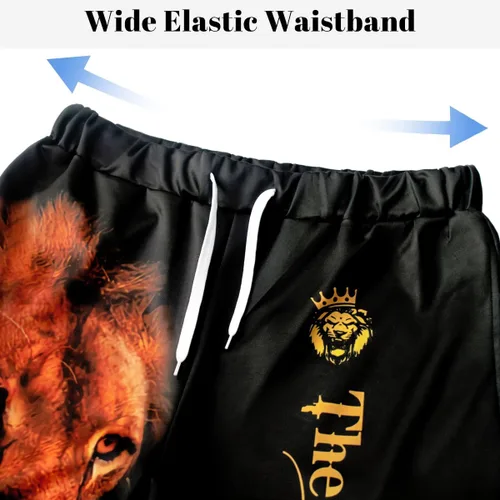 Vista 5 de Lion King - Conjunto de sudadera con capucha para hombre con estampado 3D para hombres grandes y altos, 2 piezas