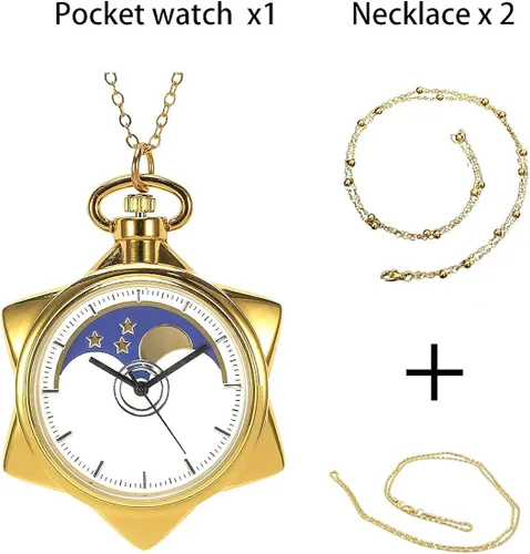 Vista 5 de BOSHIYA Sailor Moon Pocket Watch Cosplay Necklace Accessories Fashion Rhinestone Gold Star Quartz Pocket Watchwith ChainCosplay Girl