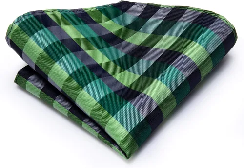 Vista 6 de Hi-Tie Corbata clásica de cachemira para hombre con pañuelo y gemelos a cuadros