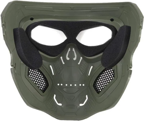 Vista 4 de Máscara táctica Máscara protectora de cara completa con gorro transparente Máscara de calavera Diseño de uso de doble modo Correa ajustable