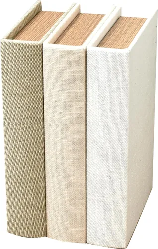 Vista 10 de DECOR4SEASON Juego de 3 cajas de libros de imitación decorativas de lino