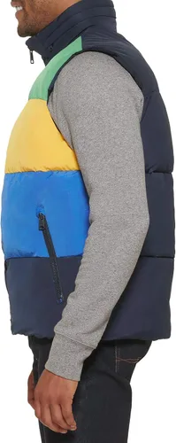 Vista 3 de Tommy Hilfiger Chaleco acolchado con cuello alto para hombre grande verdeamarilloazul Verde amarillo azul L