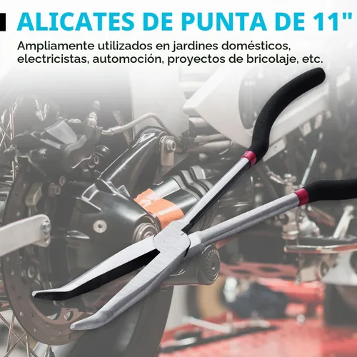 Vista 4 de Juego de 5 alicates de largo alcance, juego de alicates de punta de aguja de 11 pulgadas de largo, rectos, 25, 45, ángulo de 90 grados, alicates