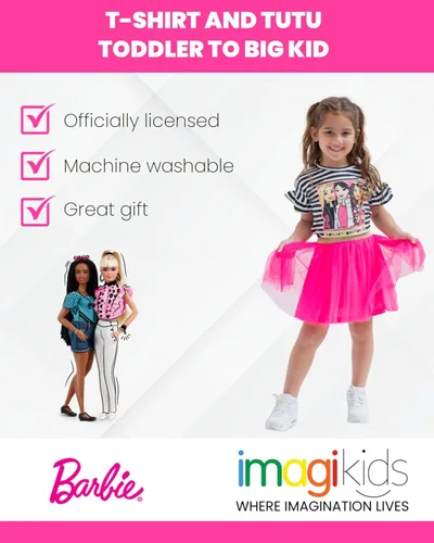 Vista 2 de Barbie Camiseta y tutú de malla para niñas pequeñas a grandes