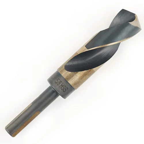Vista 9 de COMOWARE Broca de vástago reducido de 1", HSS M2, broca negra y dorada con vástago de 3 planos de 1/2", punta dividida de 135°, brocas de metal