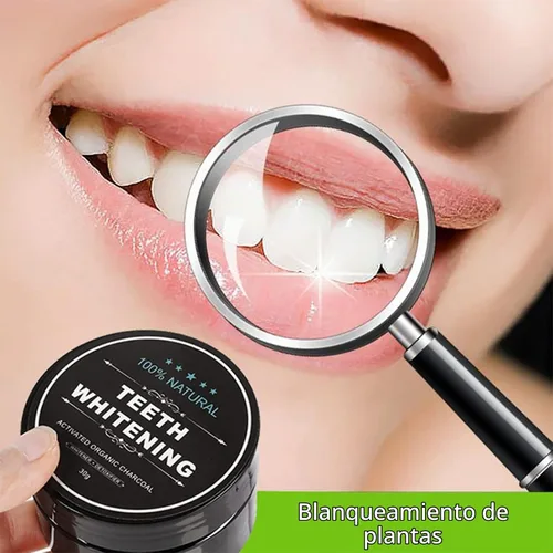 Vista 4 de Polvo de carbón para blanquear los dientes, polvo blanqueador de dientes para el cuidado bucal Establece coco natural, sin daño en esmalte o encías