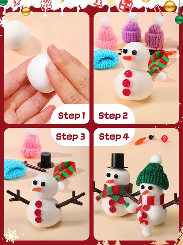 Vista 5 de Cosweet Paquete de 6 Kits de Manualidades Navideñas de Muñeco de Nieve para Niños - Kit de Construcción de Muñeco de Nieve con Arcilla de Secado