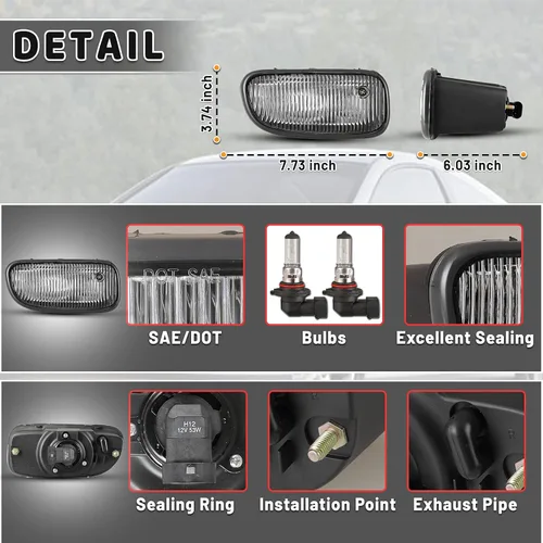 Vista 3 de Luces antiniebla aptas para Jeep Grand Cherokee 1999 2000 2001 2002 2003 con bombillas halógenas 1 par