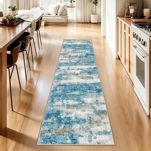 Vista 24 de Alfombra de pasillo lavables de 2 x 5, moderna alfombra abstracta para corredor, alfombra de pasillo de cocina ultrafina con respaldo