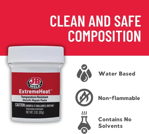 Vista 7 de J-B Weld 37901 ExtremeHeat - Pasta metálica resistente a altas temperaturas, 3 oz