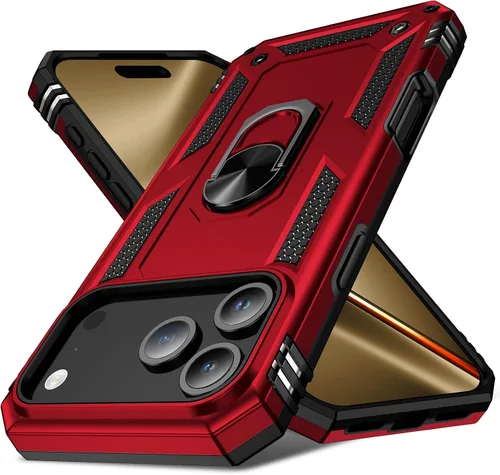Vista 20 de Korecase Funda para iPhone 17 Pro con soporte de anillo, grado militar, resistente, a prueba de golpes, protección de cuerpo completo para Apple