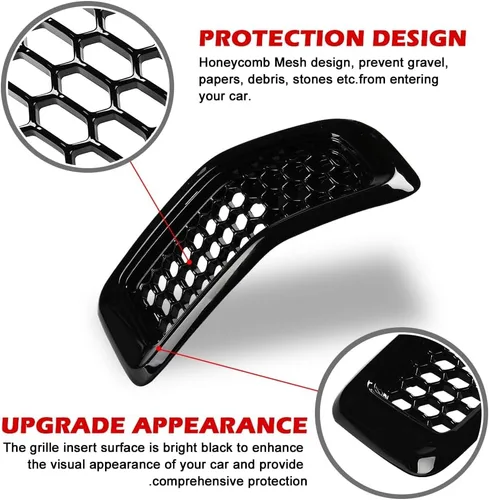 Vista 5 de JSCARLIFE J-eep Cherokee 2014-2018 ABS Honeycomb Grille Inserts Kit de 7 piezas - Cubiertas de malla estilo OEM Instalación con clip, moldura Negro