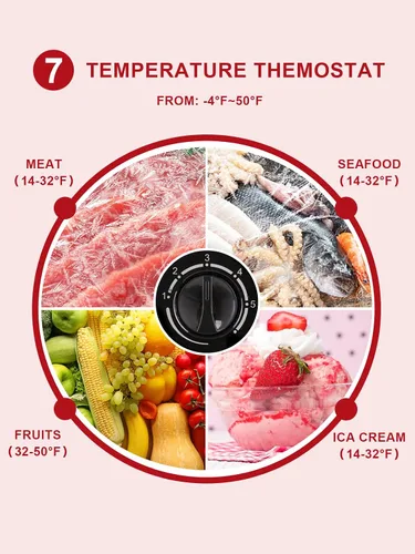 Vista 5 de KRIB BLING - Congelador de cofre de 3.5 pies cúbicos con control de temperatura de 7 velocidades (-4°F a 6.8°F), congelador compacto profundo