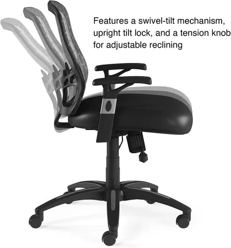 Vista 4 de STAPLES Silla de trabajo ergonómica, malla, negro, paquete de 2