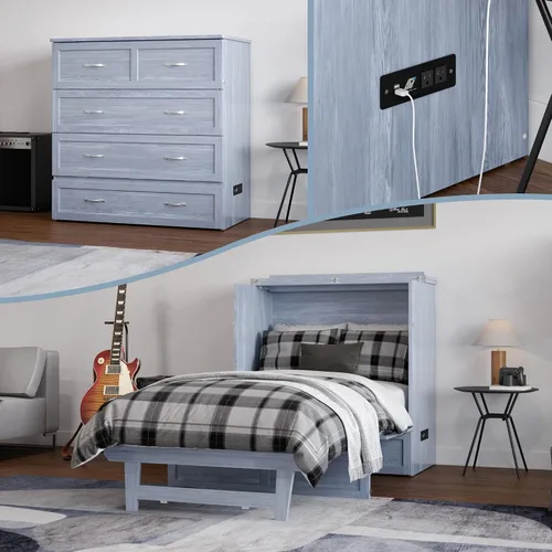 Vista 32 de AFI, Northfield Murphy Bed - Baúl de cama Twin XL con colchón de 6", cajón de almacenamiento y cargador USB integrado, ámbar quemado Amarillo ámbar