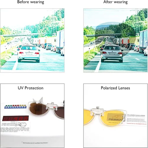 Vista 7 de FEISEDY Gafas de sol polarizadas ojo de gato clip en gafas de sol con función Flip up para gafas graduadas B2670