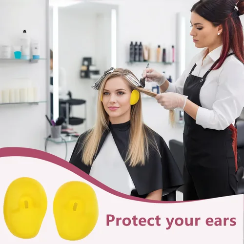Vista 4 de 3 pares de orejeras de silicona suave para teñir el cabello, cubierta protectora para el oído, protección para el tratamiento del cabello