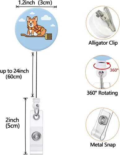 Vista 20 de Carrete retráctil para credenciales de enfermera, lindo nombre, carretes decorativos para tarjetas de identificación con clip en soportes