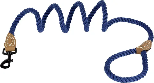 Vista 2 de Mile High Life Dog Leash Braided Cotton Rope Dog Leashes with Leather Tailor Tip 6 Feet Dog Leash w Heavy Duty Metal Clasp Wedding Dog Leash