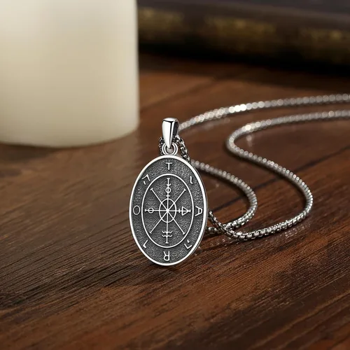 Vista 30 de EUDORA Collar de plata de ley 925 con moneda Hécate, Athena, Perséfono, Nyx, diosa de la luna triple, diosa celta, rueda de Hécate, llave, regalo
