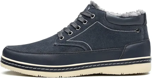 Vista 6 de CanLeg Botas de invierno para hombre, para nieve, clima frío, tobillo para exteriores, forro de piel, zapatos casuales