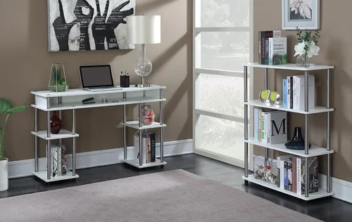 Vista 5 de Convenience Concepts Designs2Go No Tools - Escritorio para estudiantes de 47.25 pulgadas, escritorio contemporáneo para oficina, dormitorio y Blanco