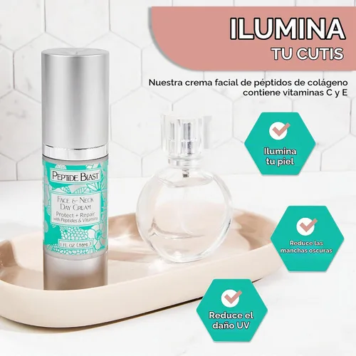Vista 5 de Crema de día Peptide Blast llena de péptidos de colágeno y vitaminas C y E, para cara y cuello, 1 oz.