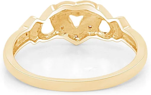 Vista 4 de Jewel Zone US - Anillo de compromiso con triple corazón de diamante natural blanco en oro de 14 quilates sobre plata de ley (0,03 quilates)