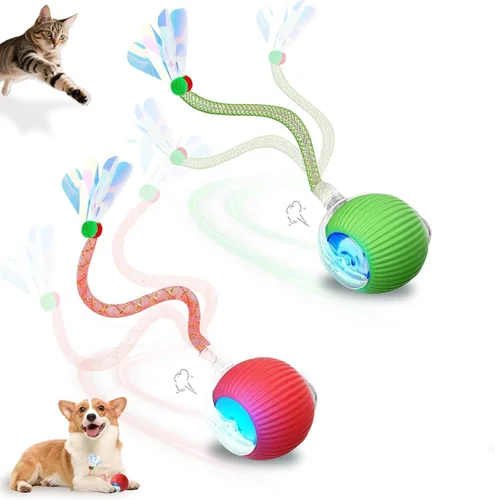 Vista 7 de Pelota interactiva de juguetes para gatos y perros de interior, juguete automático para gatos, rotación automática de 360°, evita obstáculos