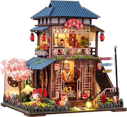 Vista 11 de Spilay Kit de rincón de libros para adultos, kit de casa en miniatura Gibbon Sushi
