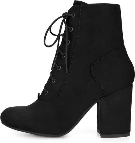 Vista 7 de Allegra K Botines de tacón grueso con cordones para mujer