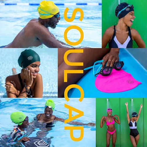 Vista 3 de SOUL CAP – Gorra de natación grande para cabello largo – diseñada para cabello largo, rastas, cabello ondulado, extensiones de cabello, trenzas