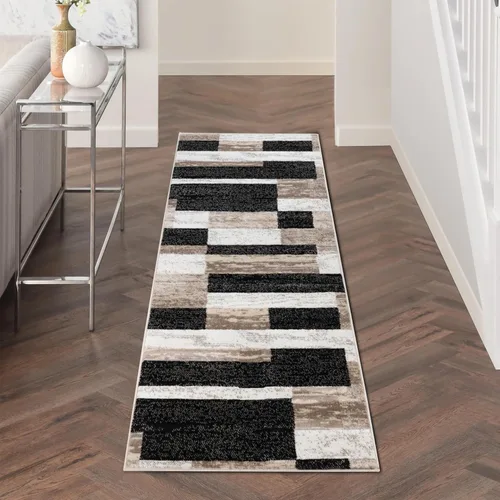 Vista 39 de Superior - Alfombra de pasillo, reverso de yute, moderna, geométrica, para dormitorio, oficina, sala de estar, entrada, suelo de madera dura