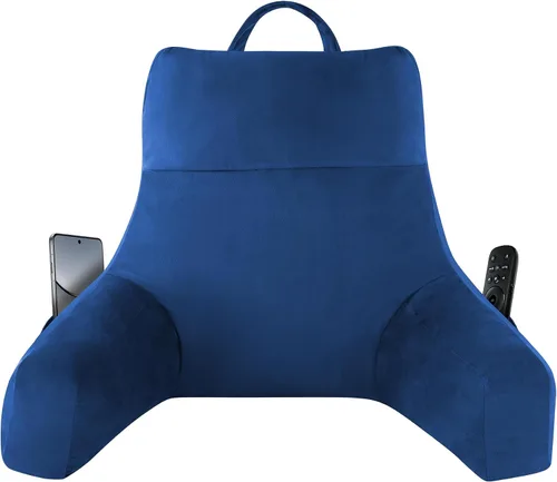 Vista 15 de IPYNBAP Almohada de espalda para cama para sentarse, almohada de lectura para sentarse en la cama para adultos, almohada de apoyo para la espalda
