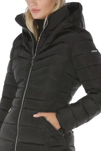 Vista 6 de LAUNDRY BY SHELLI SEGAL Chaqueta acolchada para mujer con capucha de piel sintética desmontable y cuello grande