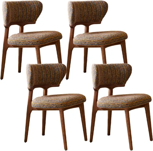 Vista 16 de Sillas de comedor retro, juego de sillas de comedor de madera, silla de cocina tapizada, silla de tocador de recepción, asiento sin brazos