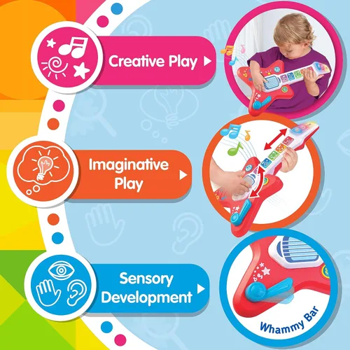 Vista 6 de HAP-P-KID Guitarra mágica táctil, juguete musical iluminado para niños pequeños con control de volumen, instrumento musical con sensor táctil