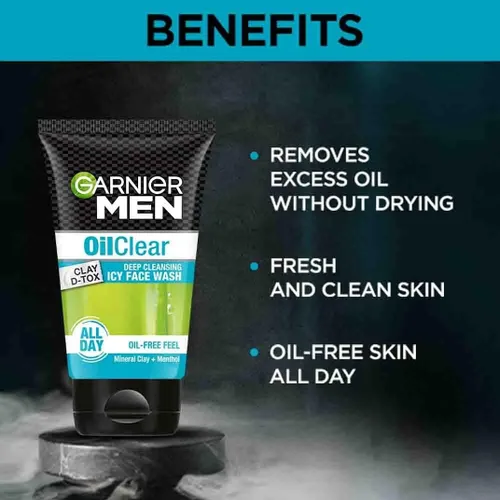 Vista 4 de Garnier Lavado facial transparente al aceite para hombre, 3.53 oz 3.53 oz