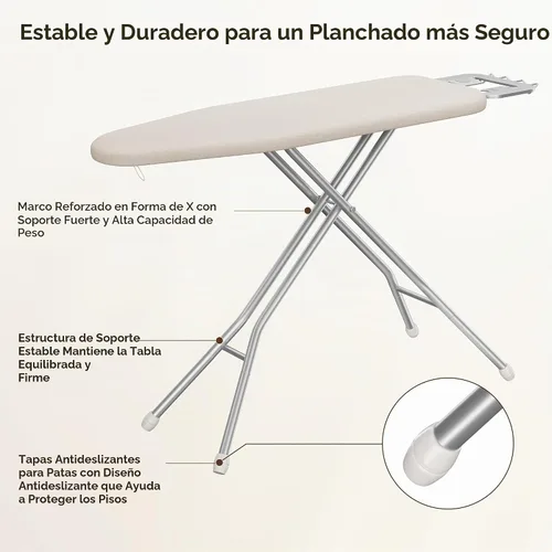 Vista 4 de Yaheetech Tabla de planchar de 43 x 14 pulgadas con soporte de hierro