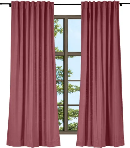 Vista 26 de TWOPAGES Cortina de lino beige sólido de algodón con pestaña trasera, elegante cortina natural para cocina (1 panel, 50 x 63 pulgadas)