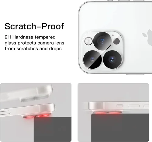 Vista 7 de JETech Protector de lente de cámara para iPhone 14 Pro de 6.1 pulgadas y iPhone 14 Pro Max de 6.7 pulgadas, vidrio templado 9H, antiarañazos