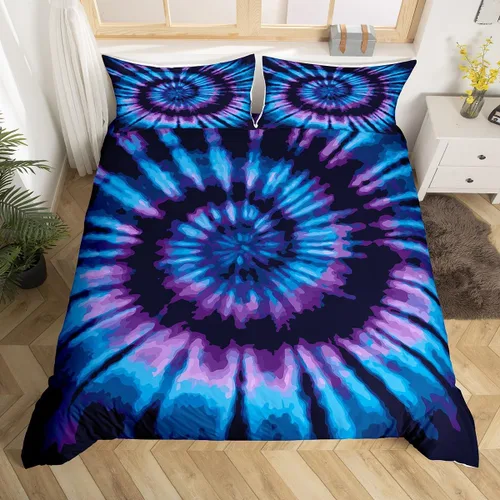 Vista 7 de Erosebridal Funda de edredón de teñido anudado, juego de ropa de cama con estampado colorido, funda de edredón psicodélica, funda de edredón verde