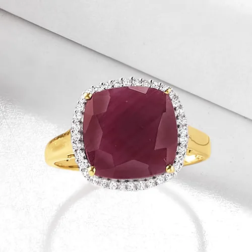 Vista 4 de Ross-Simons 6.30 Carat Ruby and .16 ct. t.w. Diamond Ring in 14kt Yellow Gold