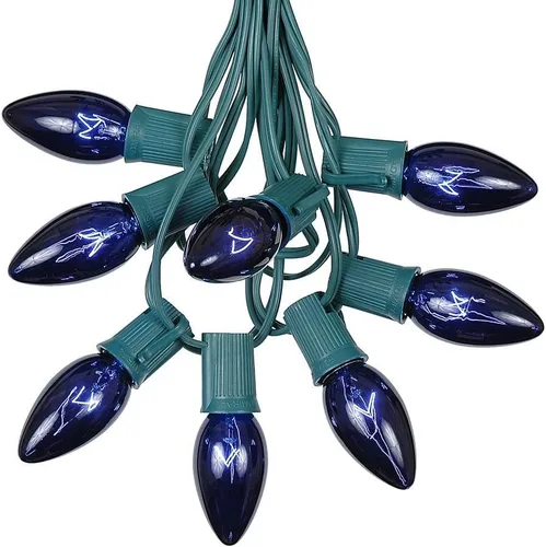 Vista 13 de Juego de luces de Navidad transparentes C9, cadena de luz para interior o exterior, para árbol de Navidad, luces colgantes para la línea de techo