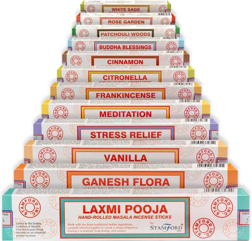 Vista 7 de Set de regalo de incienso Satya Nag Champa, Super hit, Dragon's Blood, Sandalwood, Patchouli, Lavender, Positive Vibes 15 g x 7 paquetes