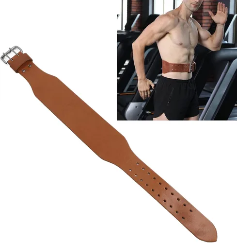 Vista 3 de Cinturón de levantamiento de pesas, cinturón de cuero para levantamiento de pesas para hombres, cinturón de pesas para gimnasio, soporte lumbar