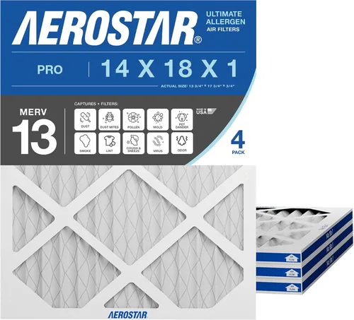 Vista 7 de Aerostar Filtro de aire MERV 8 de 14 x 18 x 1, paquete de 4 filtros de horno HVAC, electrostático MPR 600 y FPR 5